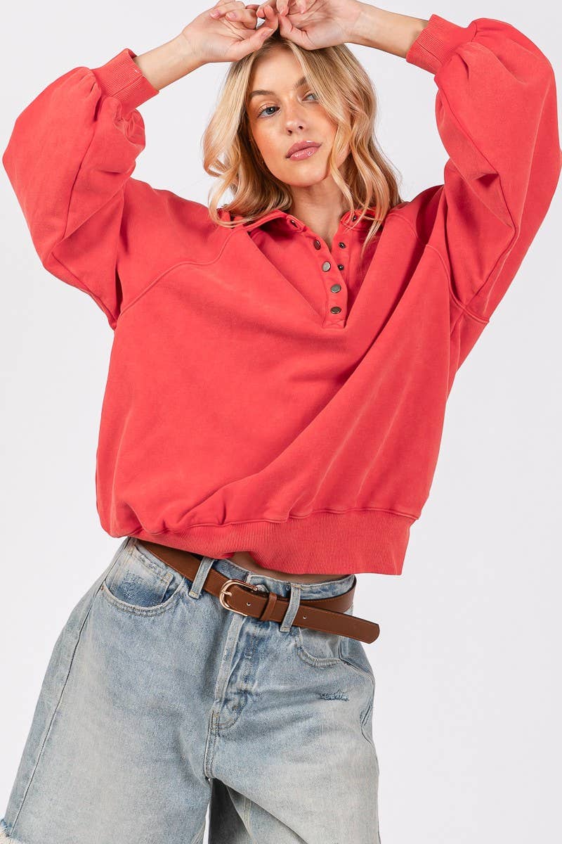 Sewn and Seen - Venta al por mayor Sudadera - Mujer - SUDADERA CON CUELLO A PRESIÓN CON LAVADO MINERAL22