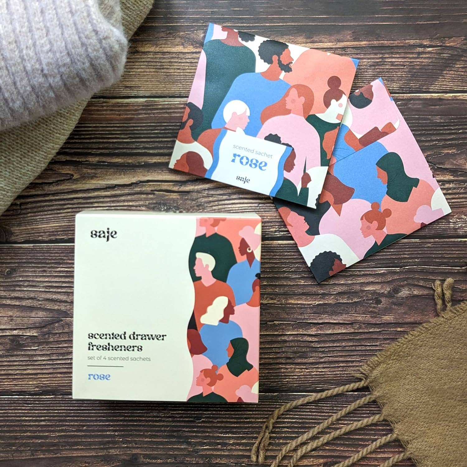 Robert Frederick Ltd - Wholesale Sachet - Saje Scented Sachet - Set of 4 Rose - People Design5