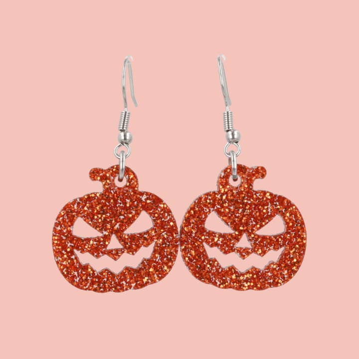 Brincos Glitter Laranja Pumpkin Spice por atacado de Sour Cherry