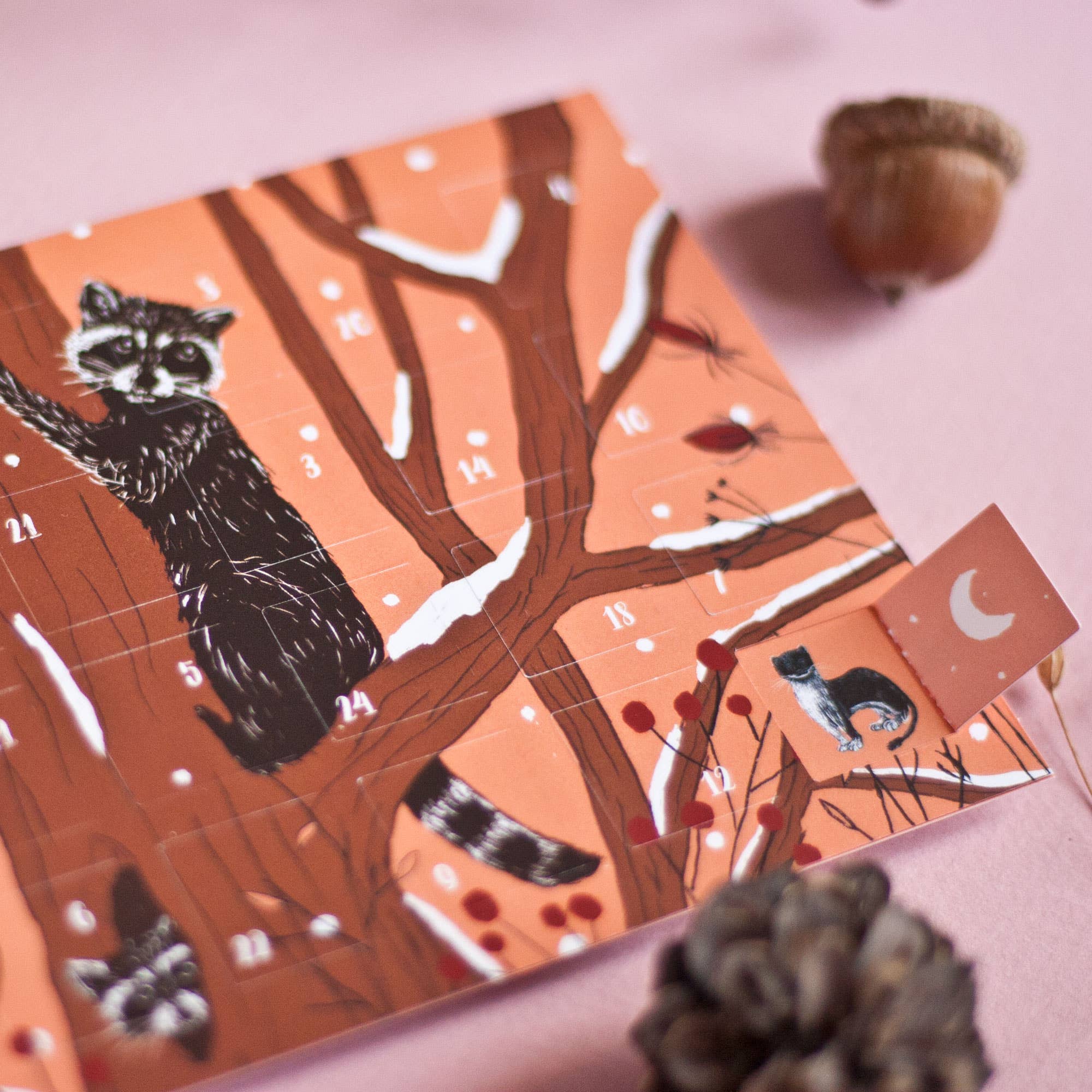 Katja Rub - Wholesale Advent Calendar - Advent Calendar Postcard Raccoons A63