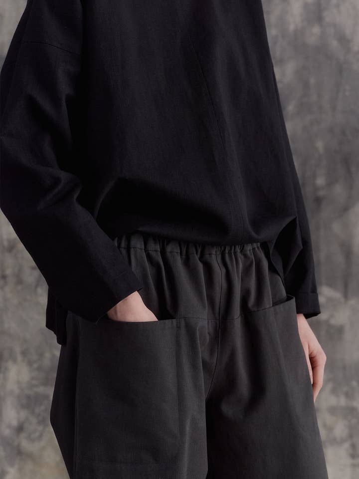 Pantalon à poches avant en charbon pour la vente par muku