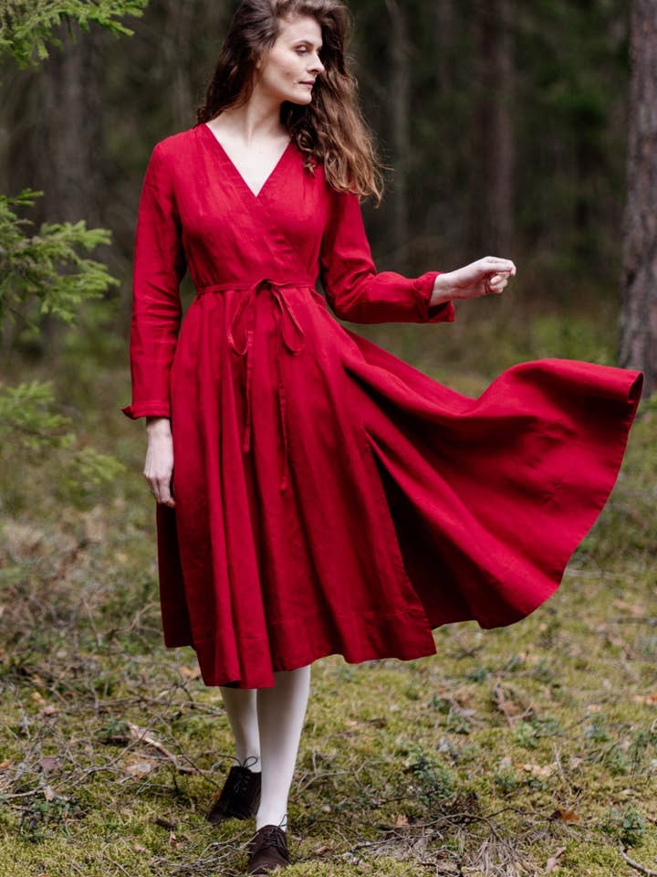 Son de Flor - Wholesale Dress - Women's - Wrap Dress, Long Sleeve5