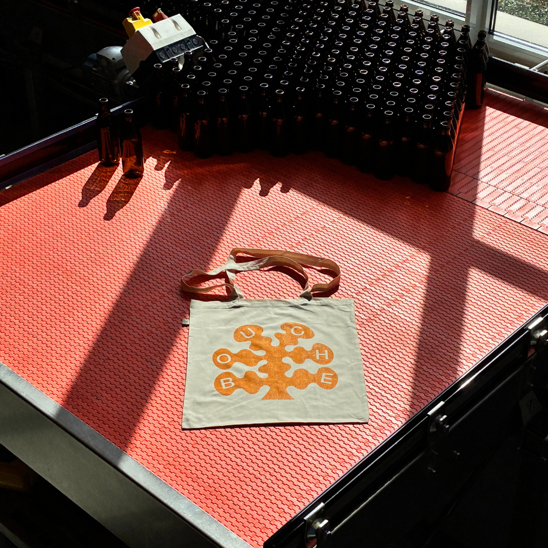 BOUCHE - Wholesale Screen Printed T-Shirt - Unisex - BOUCHE TOTE • BEIGE WITH YELLOW FLOWER1