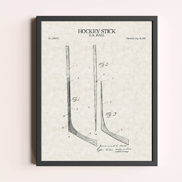 Impression de brevet de bâton de hockey pour la vente par Damon D Chan