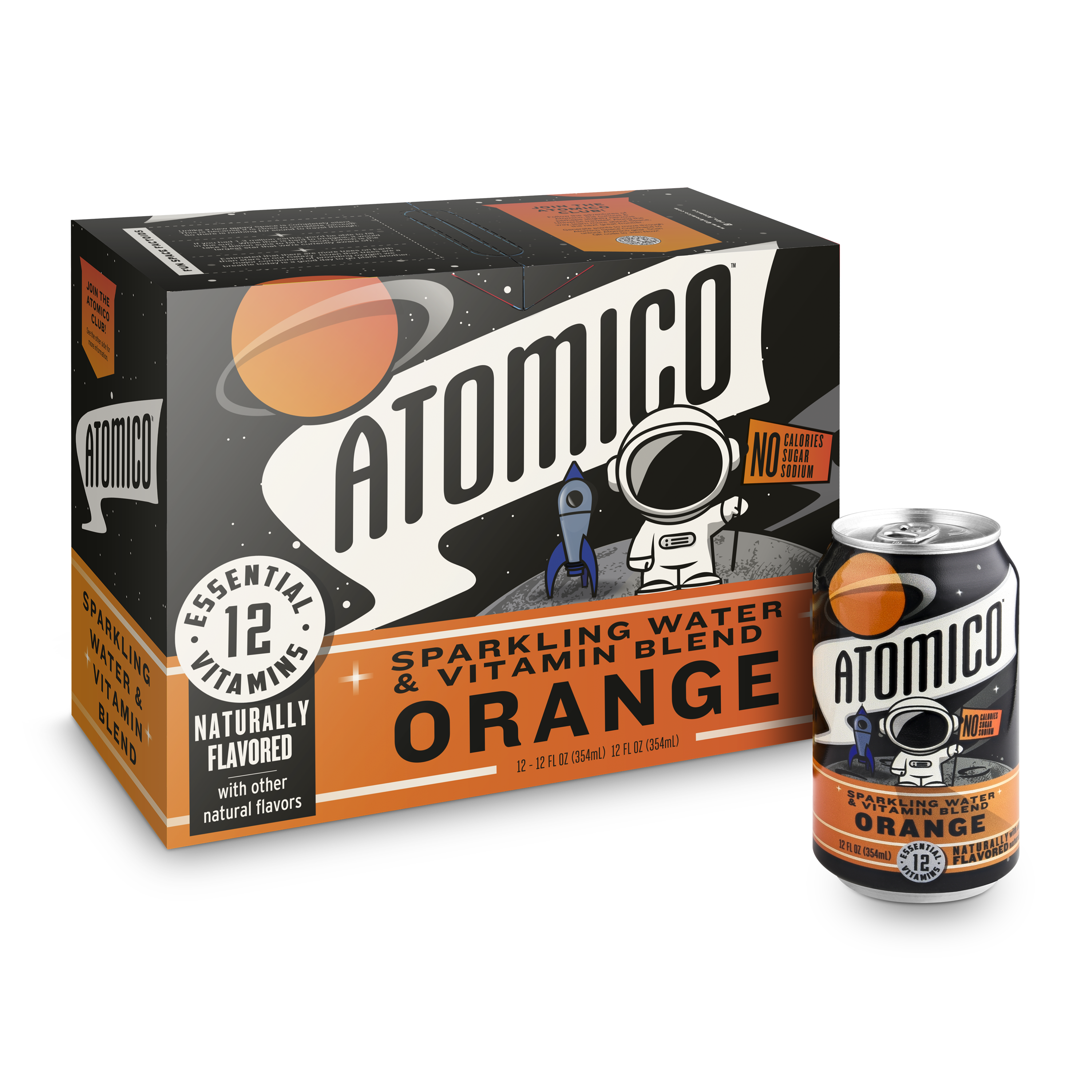 ATOMICO - Wholesale Sparkling Water - ATOMICO Sparkling Water  - Orange - 12pk3