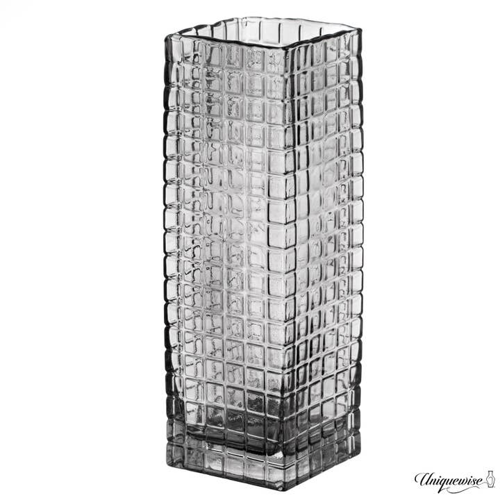Quickway Imports - Wholesale Vase - Set of 2 Square Frosted Clear Glass Table Vase7