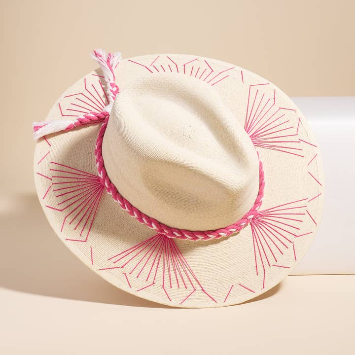 Hand-Stitched Fine Palm Hat - Pink for wholesale by COCOMAR
