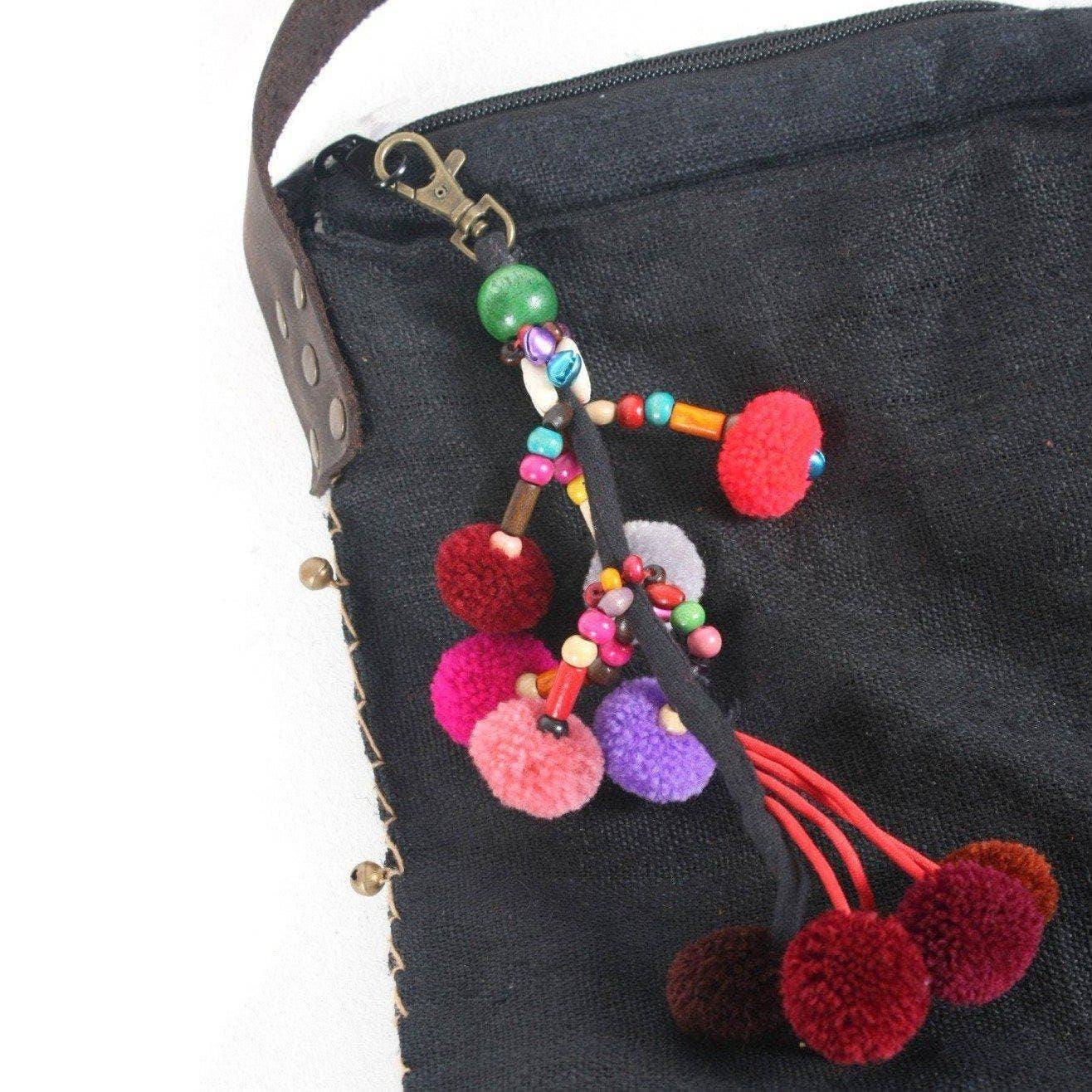 Lumily - Wholesale Purse/Bag Accessory - Women's - Cascade Pom Pom Keychain | Handmade Zipper Pull with Beads and Bells | Thailand1