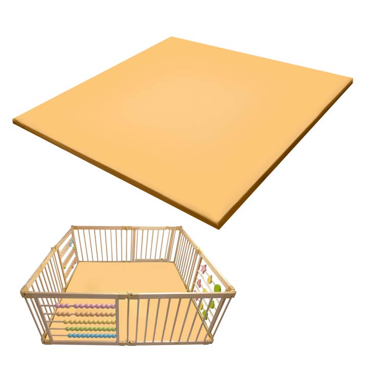 ZETY Compatible Baby Play Mat - PU Leather Waterproof - 1.5" Thick Beige- 8 Panel for wholesale by TYZE