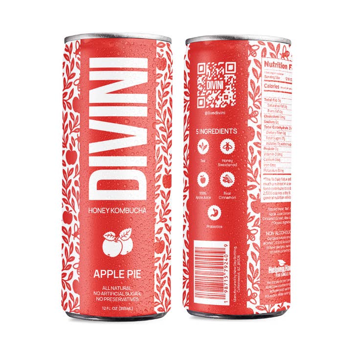 DIVINI Apple Pie Honey Kombucha (4-packs) for wholesale by DIVINI