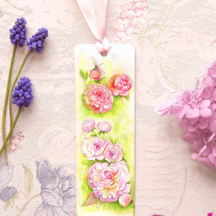 Julia Spiri - Wholesale Bookmark - Marcador para Libros. Una Paleta de Peonías1