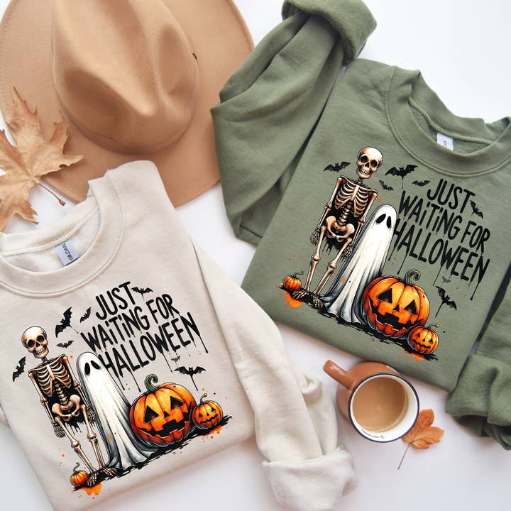 Just waiting for Halloween Crewneck for wholesale by Midwest Prints