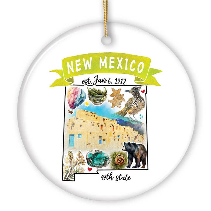 OrnamentallyYou - Wholesale Ornament - Artistic New Mexico State Themes Christmas Ornament