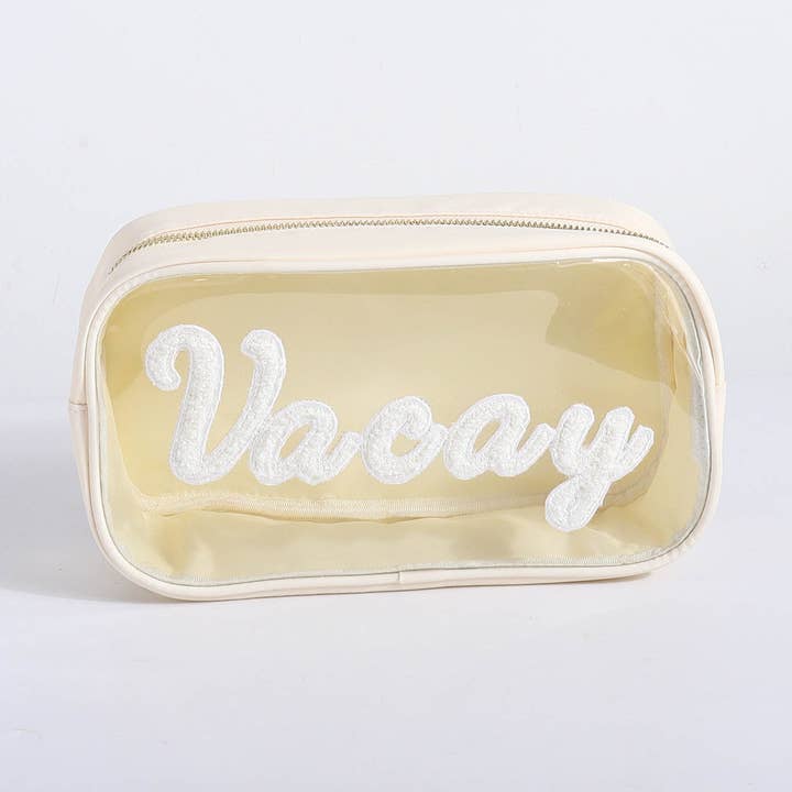 Vacay Clear L Cosmetic Bag for wholesale by BKLYN LNDN