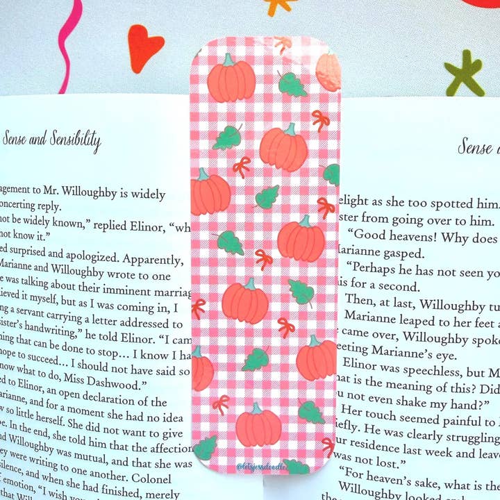 Marque-page motif citrouille et feuilles pour la vente par Let's Jess Doodle