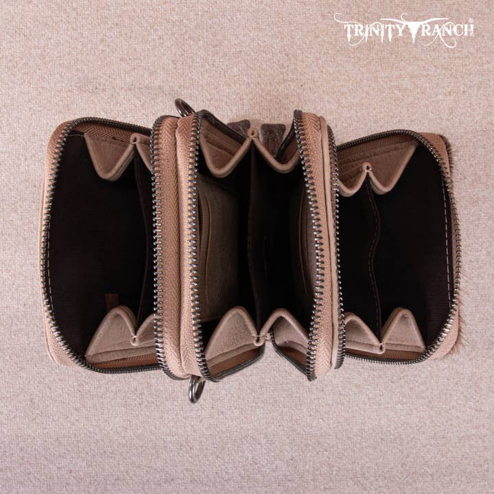 REMOVED BRAND - Wholesale Crossbody Bag - Women's - TR159 -183 Trinity Ranch Genuine Hair-On Cowhide /Tooled Collection Phone Purse with Coin Pouch56