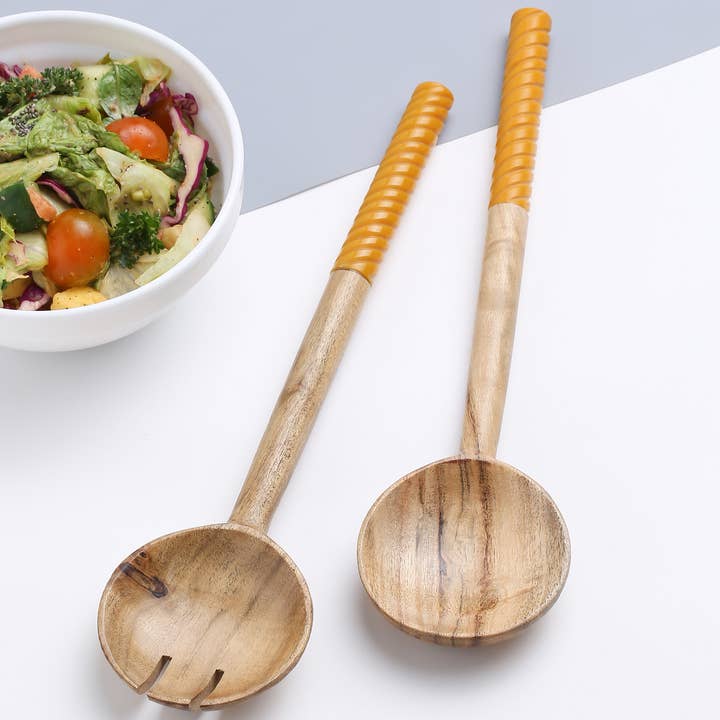 Tiramisu – wholesale Serveringsredskap – Harts & trä sallad Server 2- Piece Set (25)4