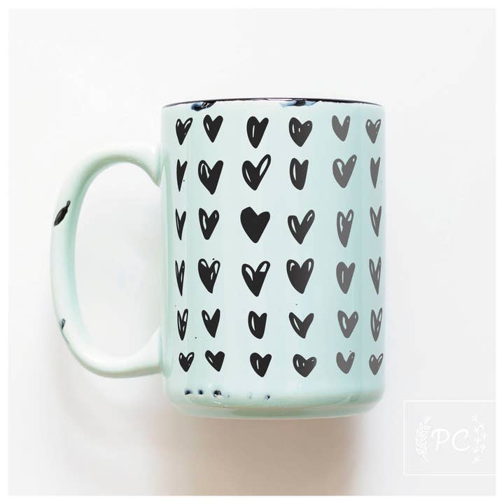 Prairie Chick Prints - Wholesale Coffee Mug - hearts | ceramic mug