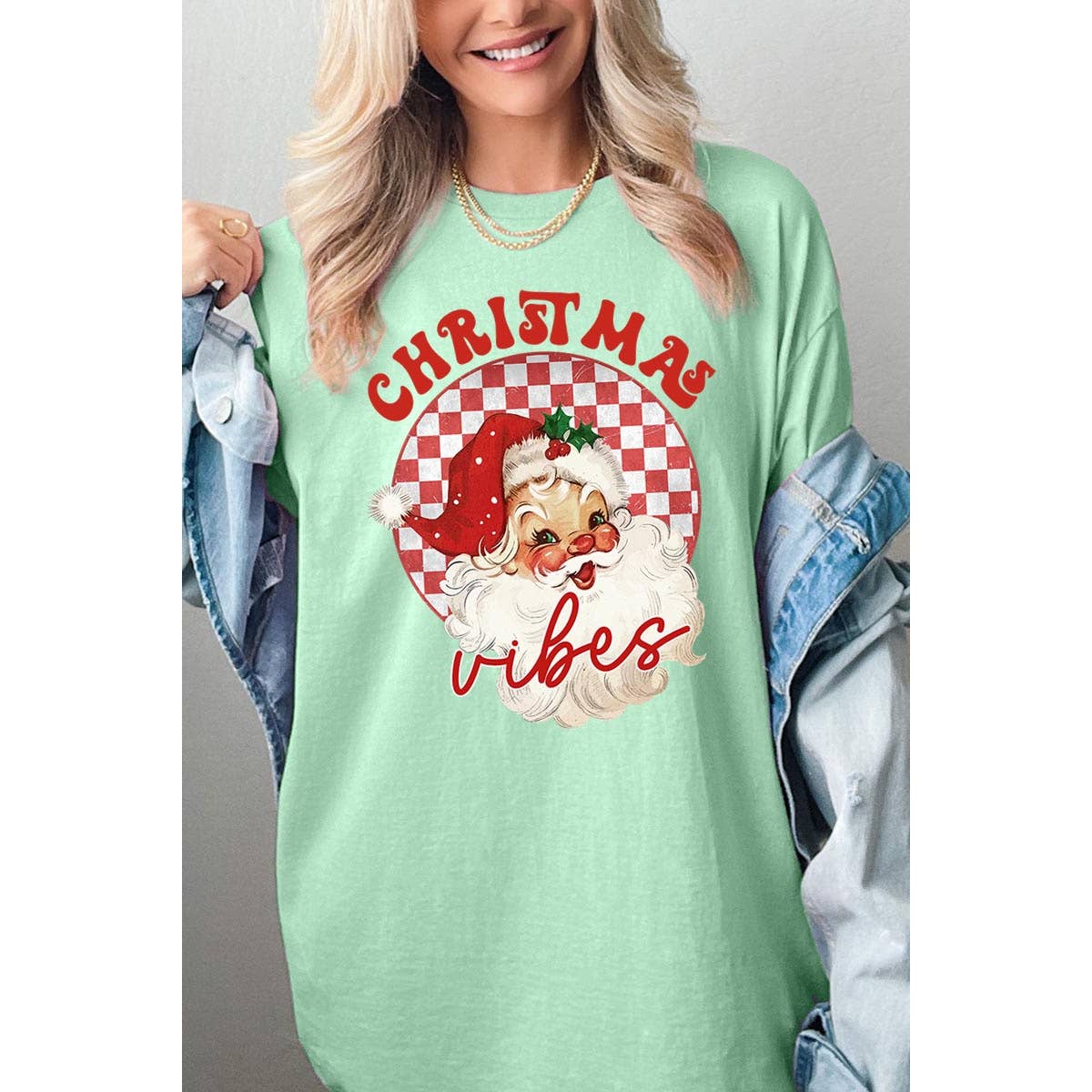 COLORBEAR – wholesale T-shirt (graphic) – women's – CHRISTMAS VIBES,SANTA CLAUS HEAVY COTTON UNISEX SHORT SLEEVE5
