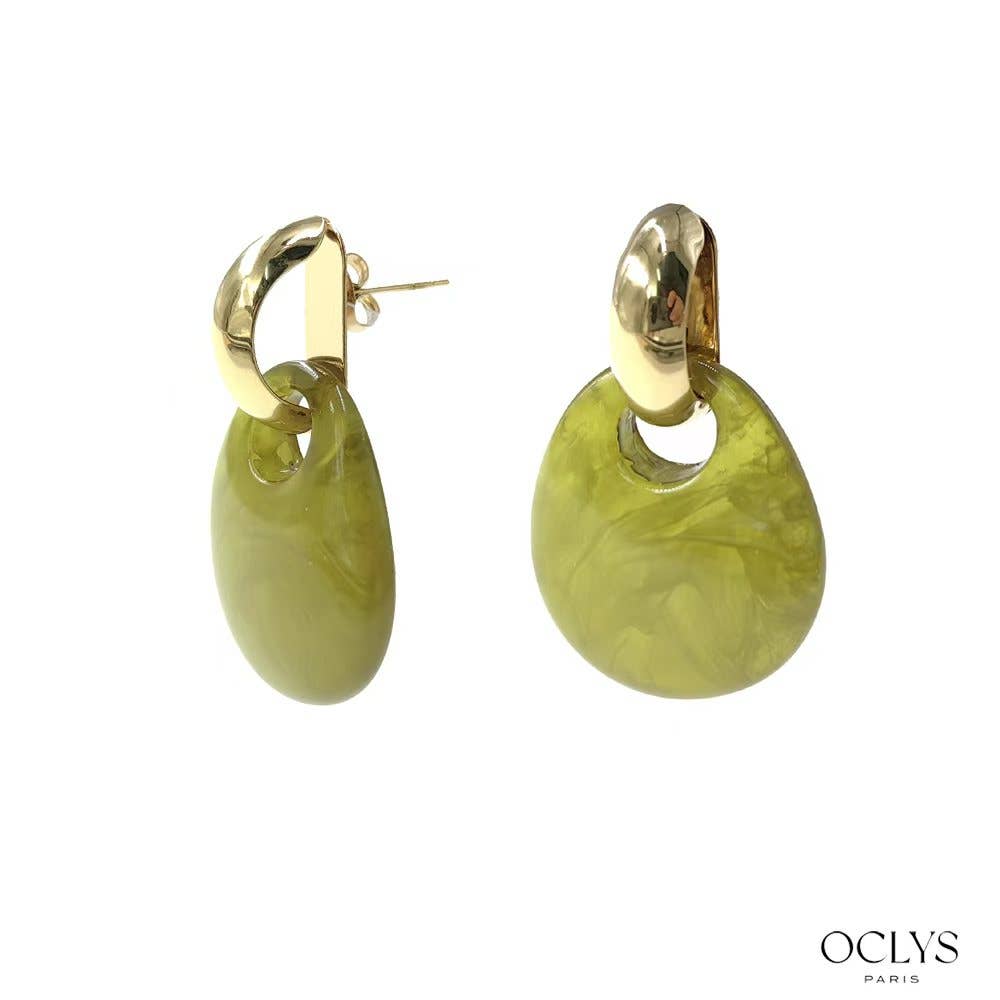 Oclys - Wholesale Dangle Earrings - Resin earrings with gold stainless steel Paola5