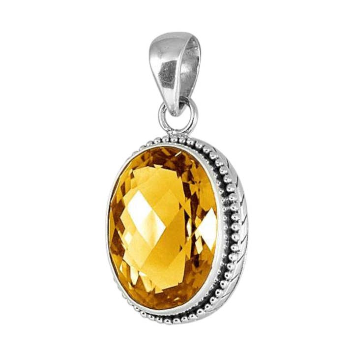 Sterling Silver Citrine Pendant – Tali Lonjong Collection for wholesale by Kamaron Bali