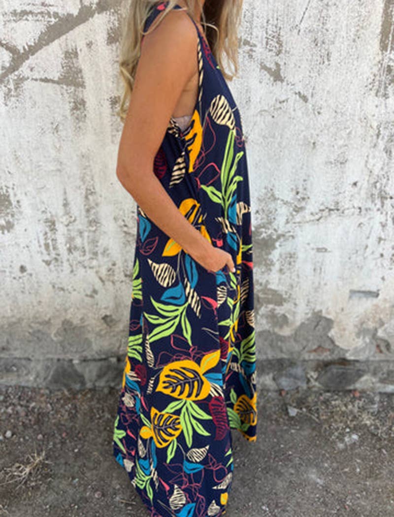 EmberLoom - Wholesale Dress - Women's - Tropical Print Sleeveless Maxi Dress10