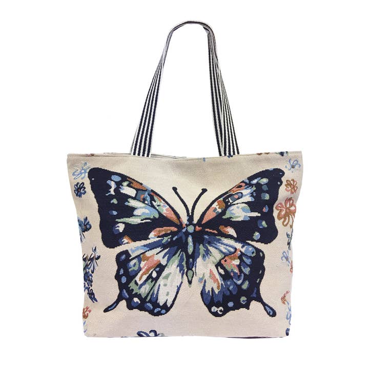 Cap Zone - Wholesale Tote Bag - Women's - Butterfly Wonderland Tapestry Canvas Tote