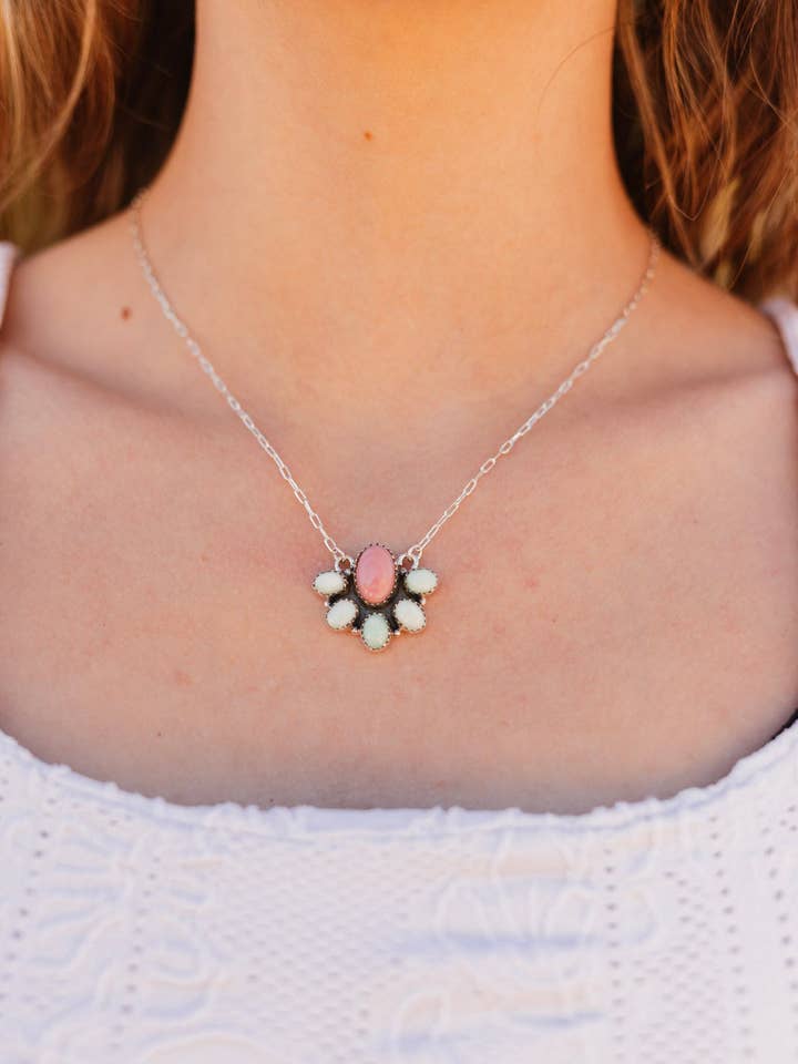 Paloma & Pink Conch Cluster Necklace for wholesale by Krush Kandy