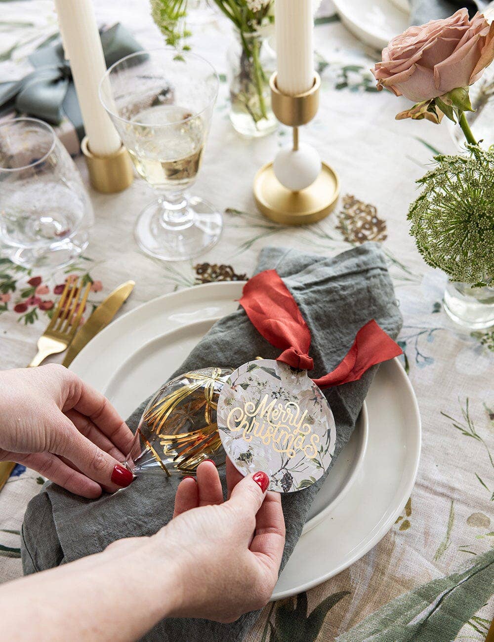 Bespoke Letterpress - Vente Étiquette cadeau - Étiquettes-cadeaux de Noël 12pk "Un jardin de Noël" (Boule)10