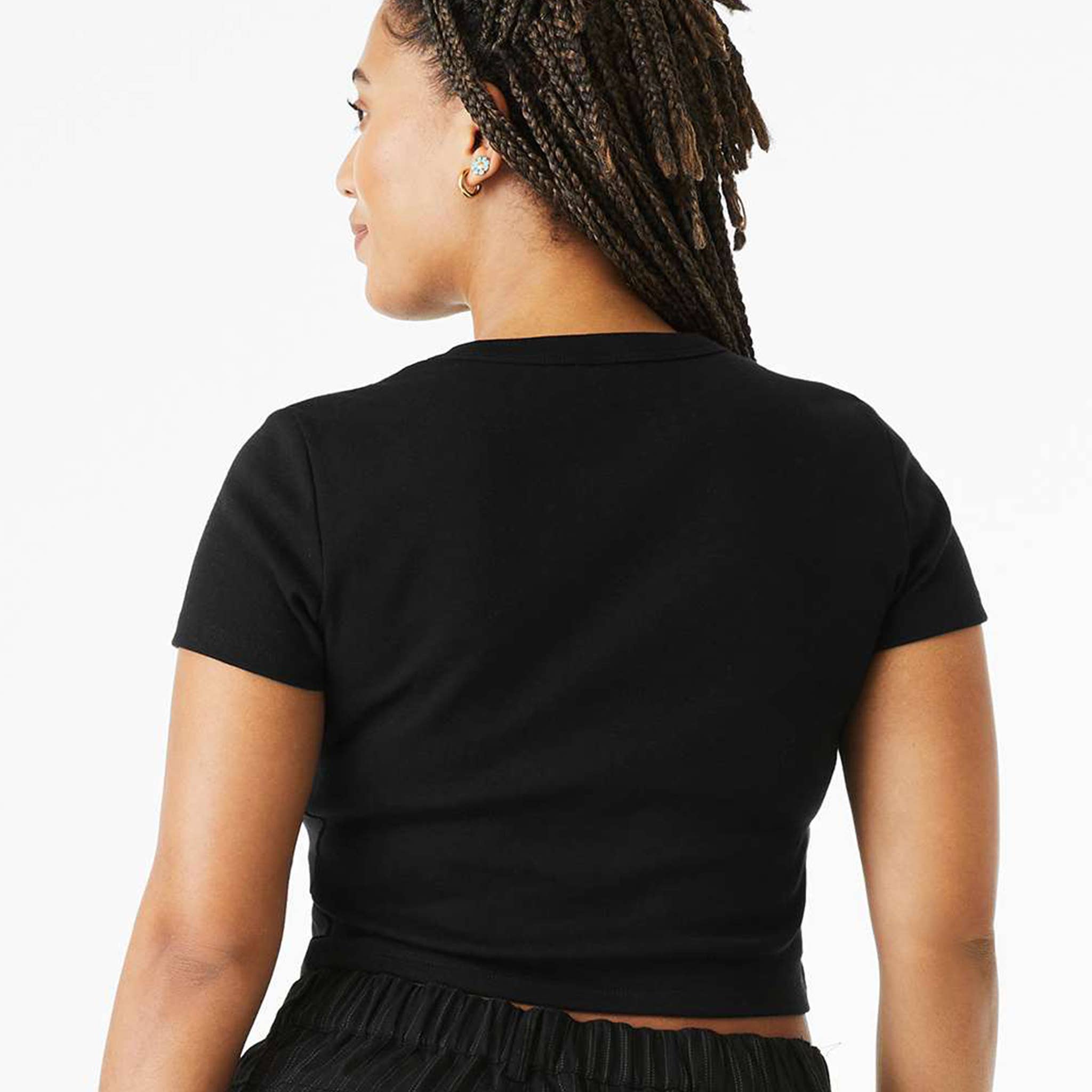 Solid Black Blend Be A Slut Micro Rib Baby Tee for wholesale on Faire1