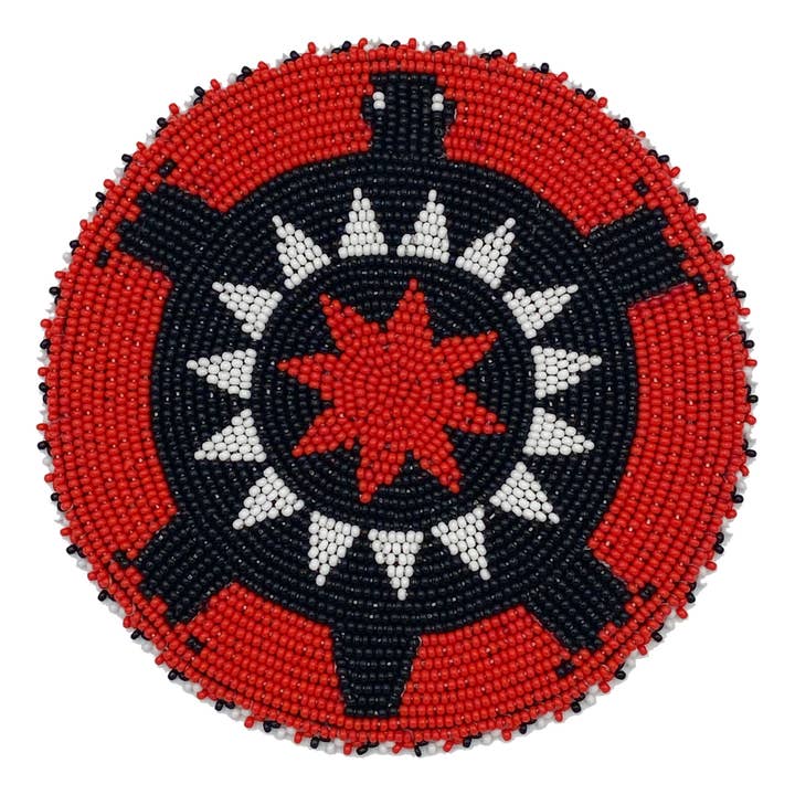 Red Black Turtle Beaded Rosette 5 Inch for wholesale by BEADS CORNER