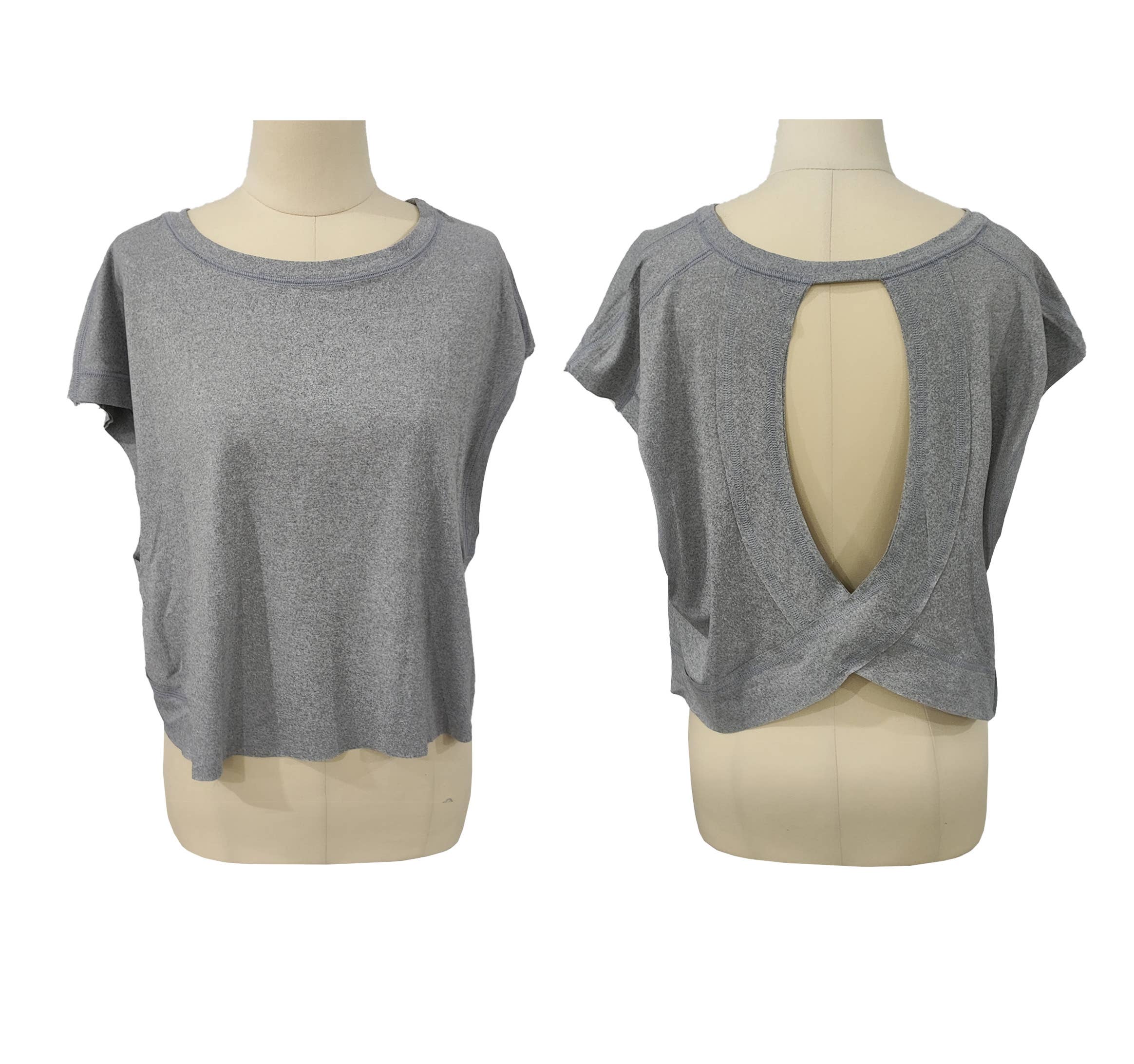 Rosa Clothing - Wholesale T-Shirt - Women's - Slouchy wrapped cutout back short sleeve workout tee top3