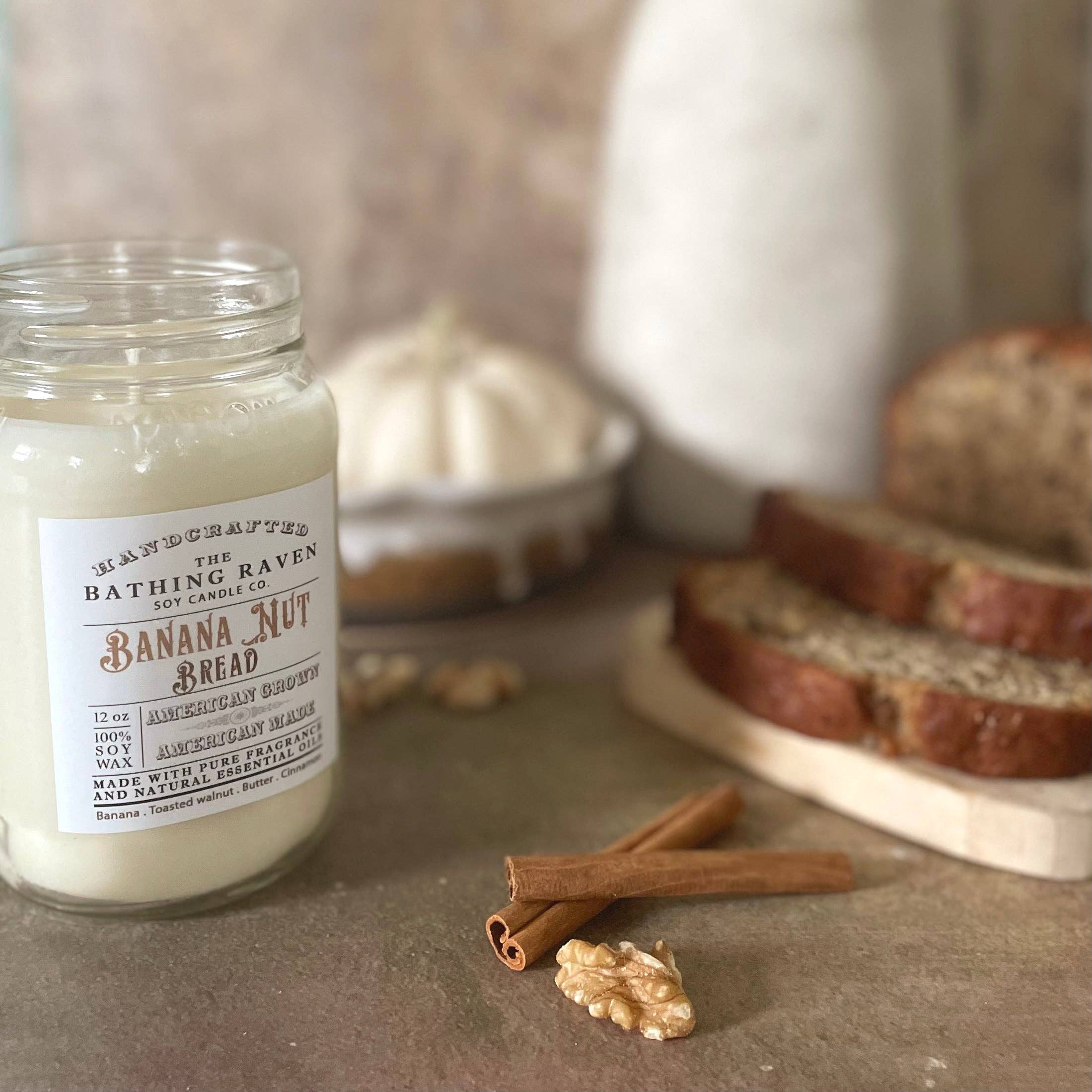 The Bathing Raven Candle Co. - Wholesale Jar/Filled Candle - Banana Nut Bread | Farmhouse Mason Collection Soy Candle1