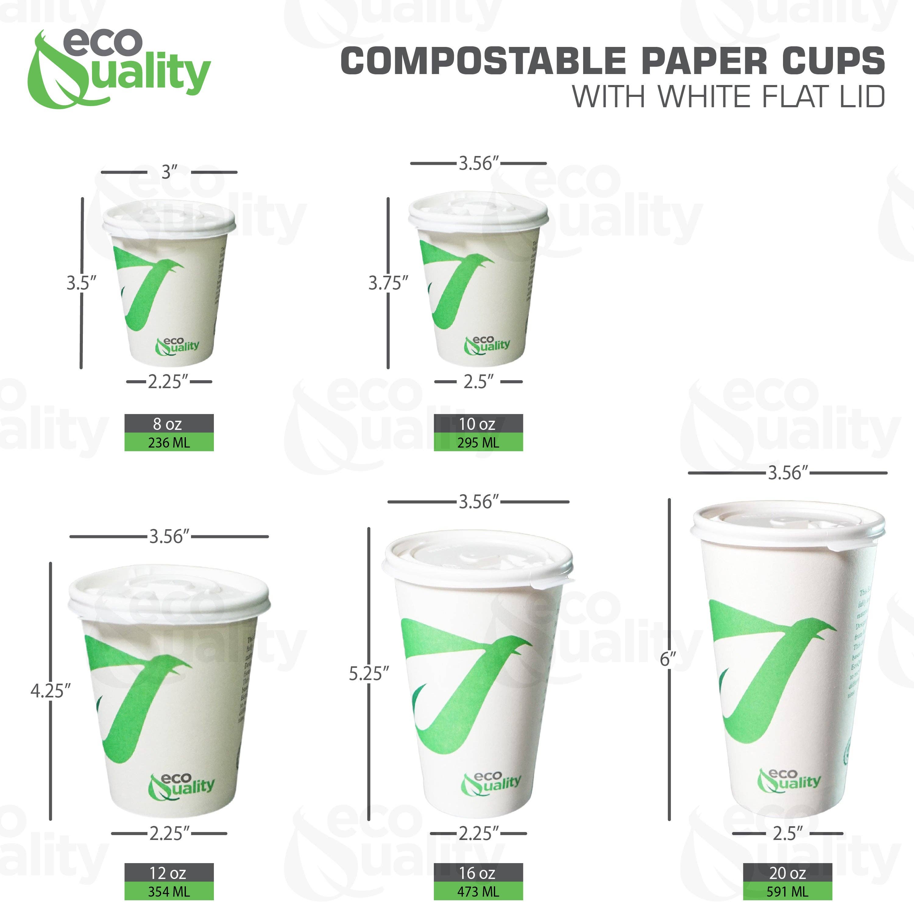EcoQuality - Vente Gobelets jetables - Café en papier blanc biodégradable jetable de 20 oz7