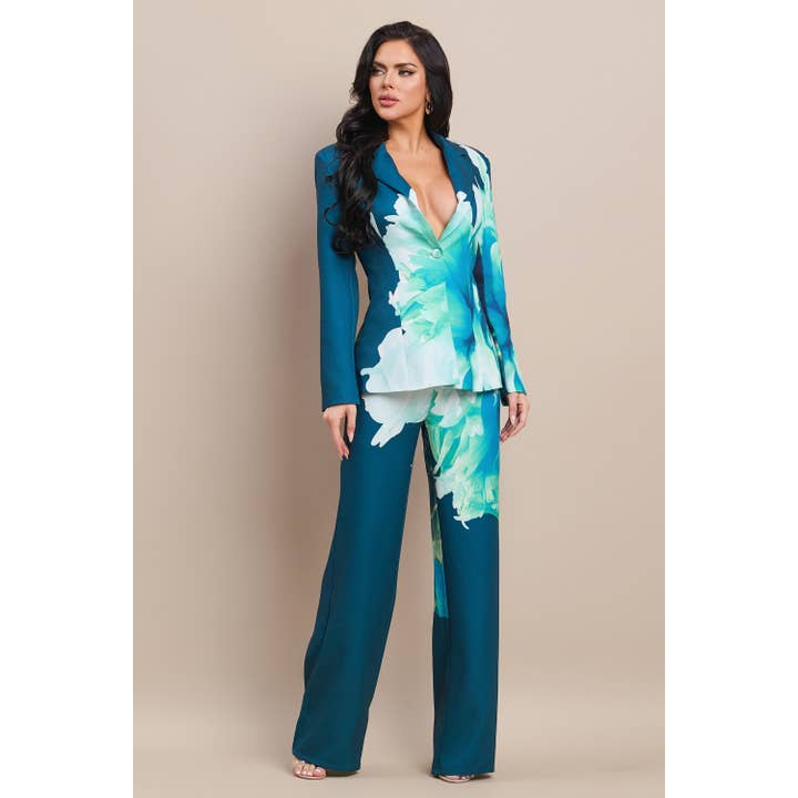 The Sang – Fato - Mulher por atacado – BLAZER COM CALÇAS COMBINANDO EM ESTAMPA FLORAL9