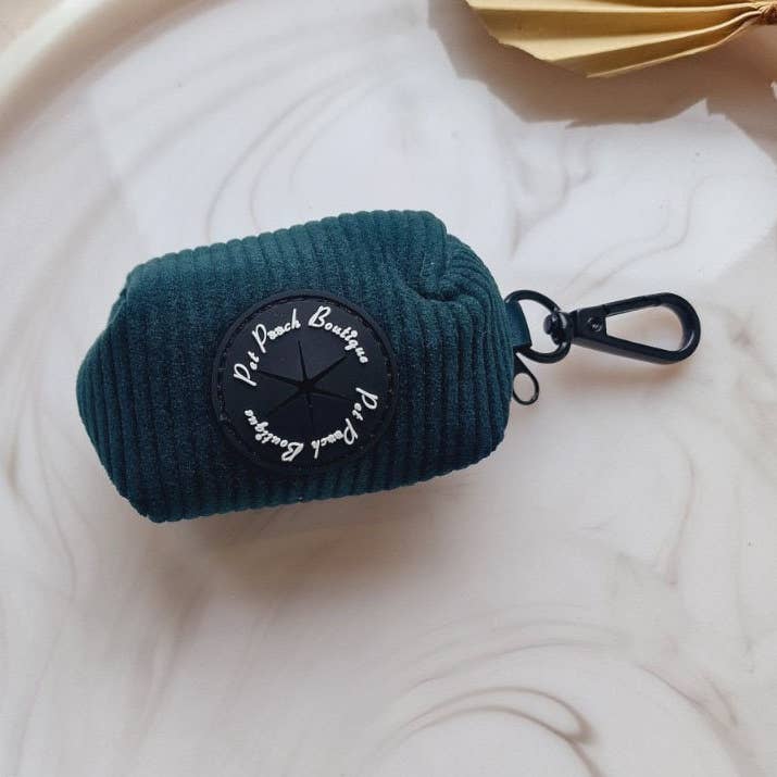 Forest Green Cord Dog Poo Bag Holder *Free roll of poo bags for wholesale by Pet Pooch Boutique