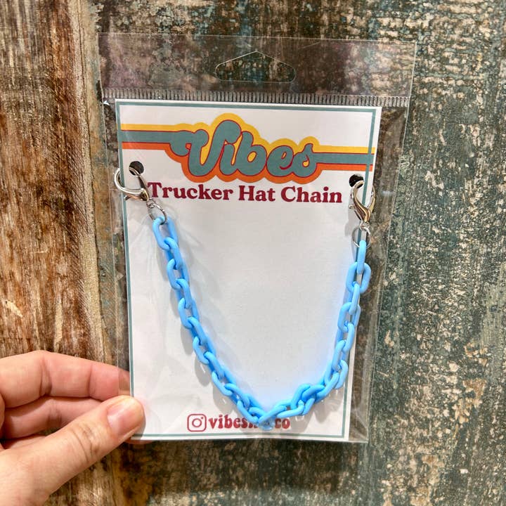 Chaîne de camionneur à maillons bleu clair | Bandeau à chapeau | Chaîne à chapeau | Casquette pour la vente par Vibes Hat Company