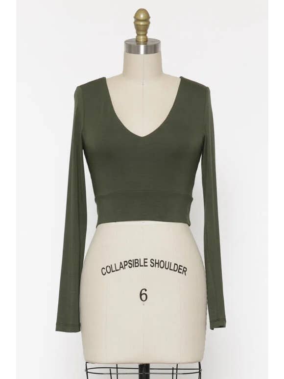 Final Touch - Venta al por mayor Jersey corto de punto - Mujer - Top Corto de Doble Capa con Escote en V - T301621