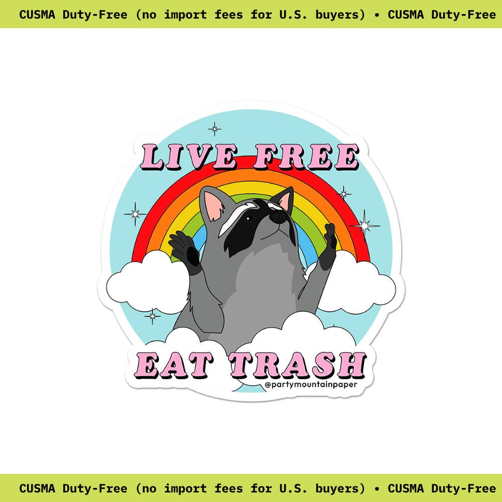 Party Mountain Paper co. - Vente Autocollant - Autocollant pour pare-chocs Live Free, Eat Trash