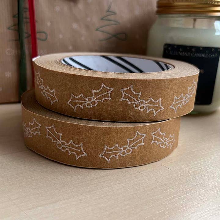 Nastro di carta biodegradabile festivo 24mm x 50m - Agrifoglio o Alberi per la vendita all'ingrosso da parte di &Keep