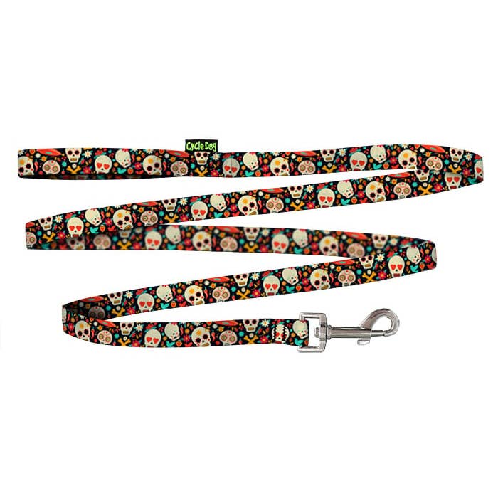 Small Ecoweave-Sugar Skulls Dog Leash for wholesale by Cycle Dog