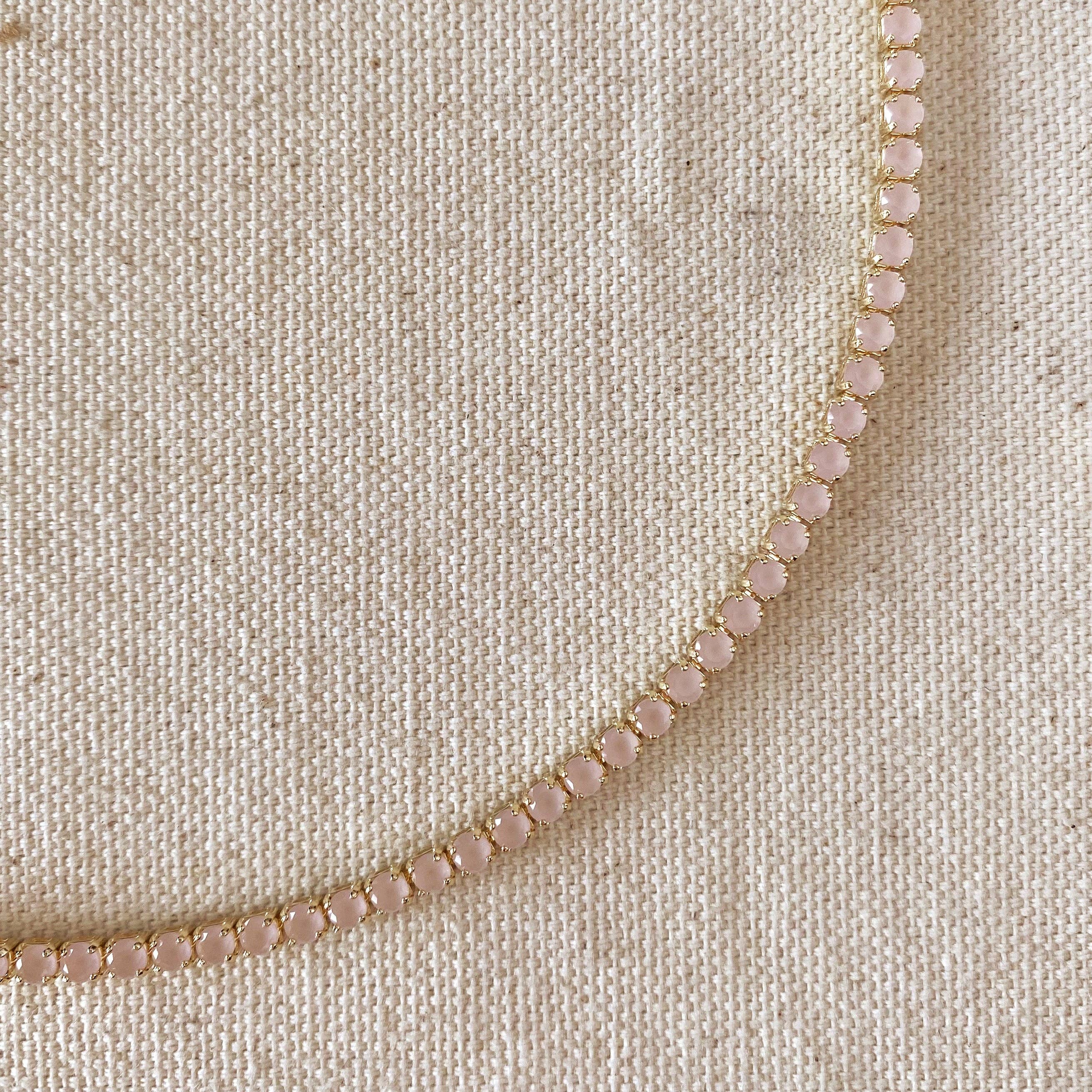 GoldFi - Wholesale Beaded/pearl necklace - 18k Gold Filled 3mm Cubic Zirconia Nude Pink Necklace1