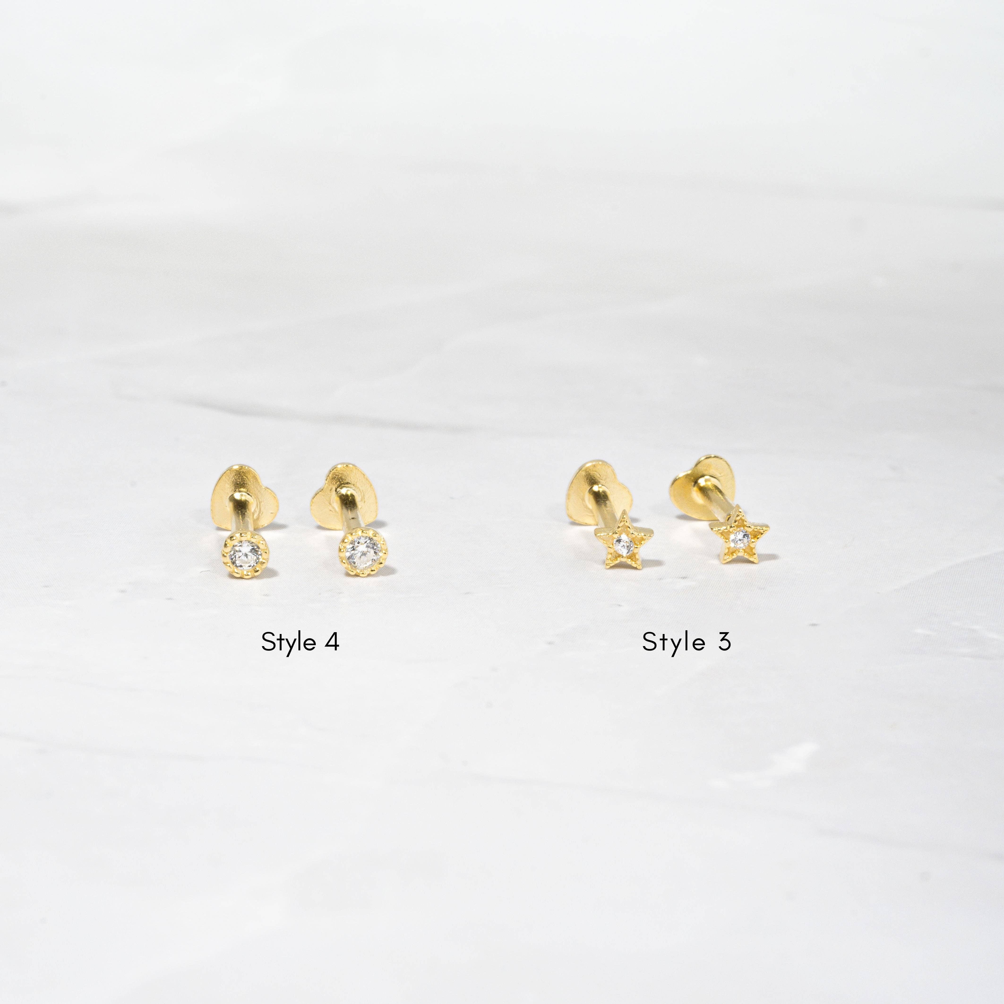 Sami Jewels - Venta al por mayor Pendientes de botón/aretes de poste - Pendientes individuales con parte trasera plana2