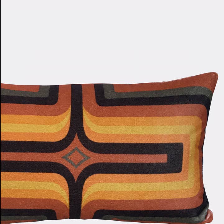 Retro Geometric Velvet Cushion - Terracotta + Orange for wholesale by Sharon Jane Studio