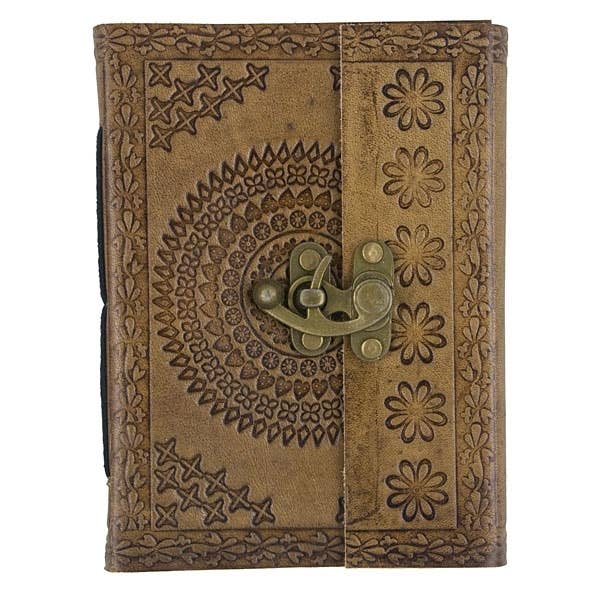 Embossed Medallion Leather Journal W/Lock - ASE33 for wholesale by World Buyers