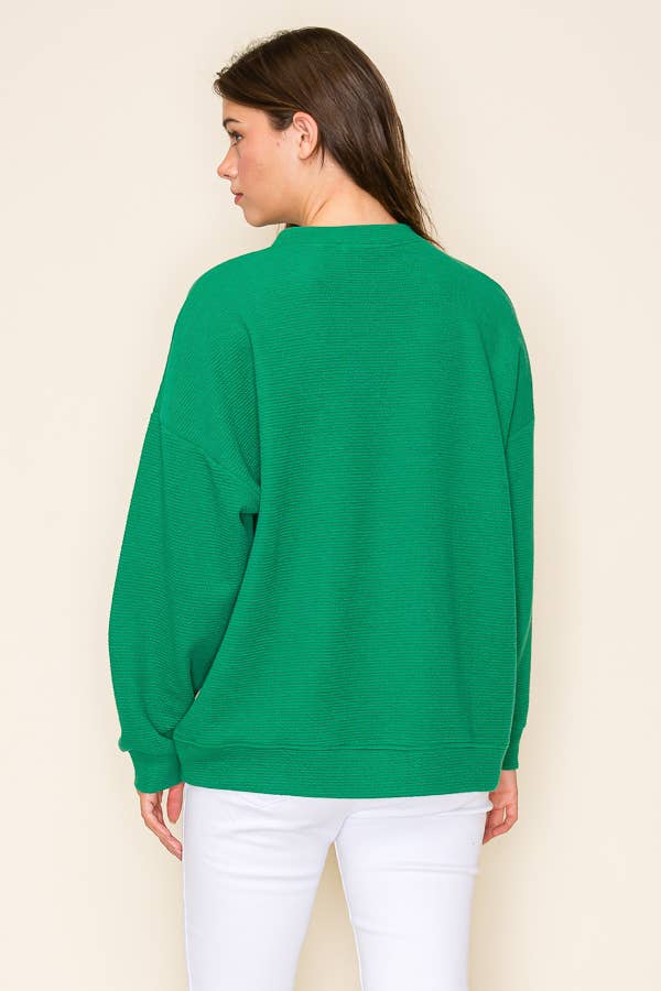 Tres Bien, Inc - Wholesale T-Shirt (Graphic) - Women's - ROUND NECK "MERRY" STENCIL  CLOUDY KNIT L/S SWEATSHIRT6