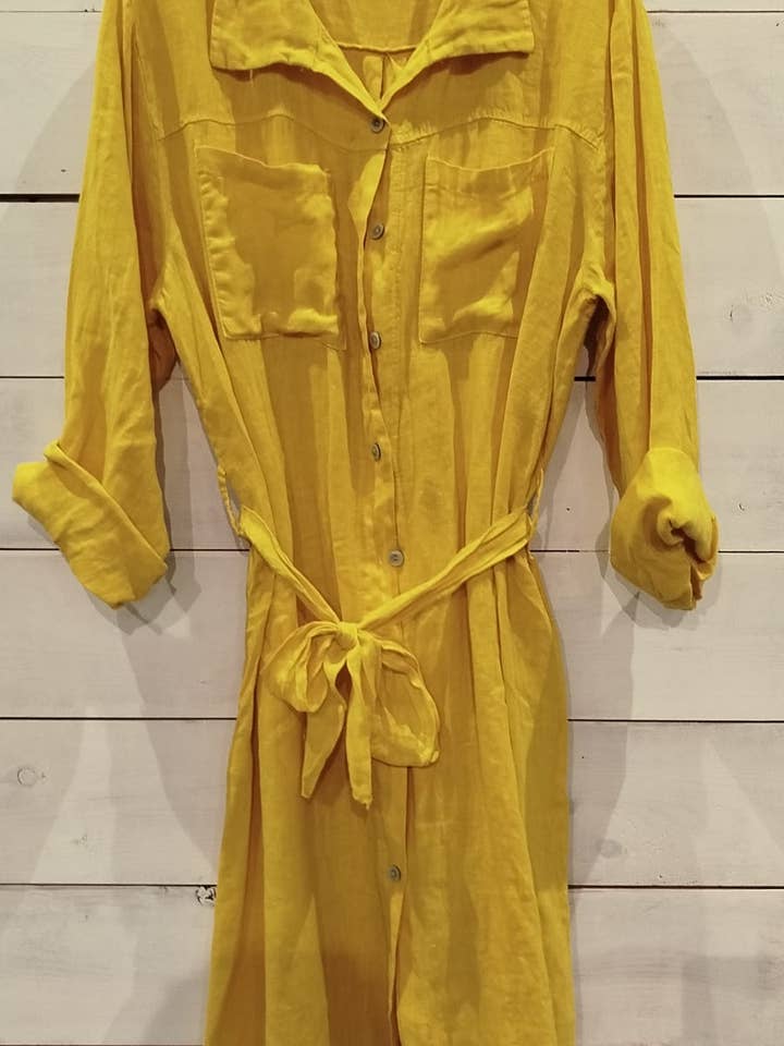 Linos y Textiles - Wholesale Dress - Women's - REF-26201 Long shirt dress 100% Linen