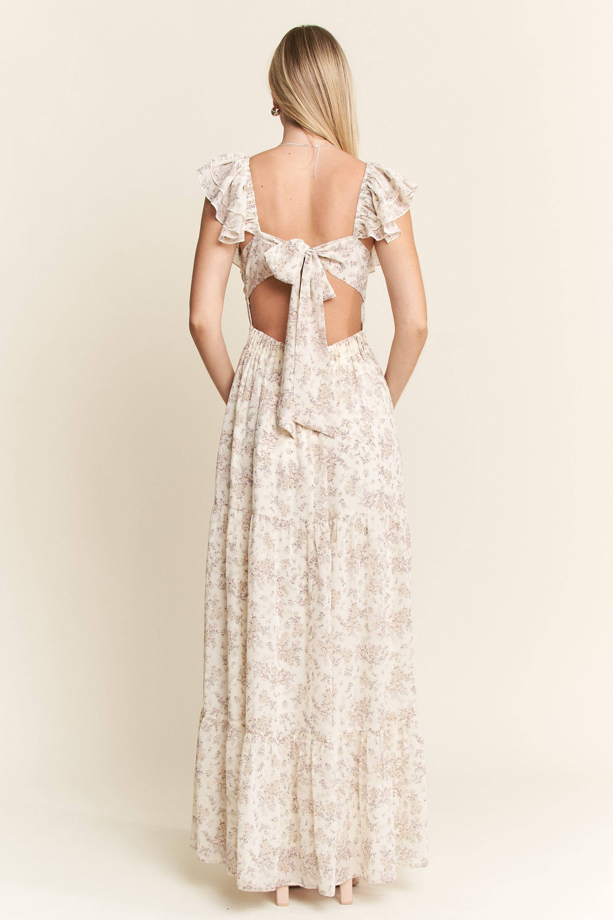 JADE BY JANE - Wholesale Dress - Women's - RUFFLE SLEEVE TIERED MAXI DRESS15