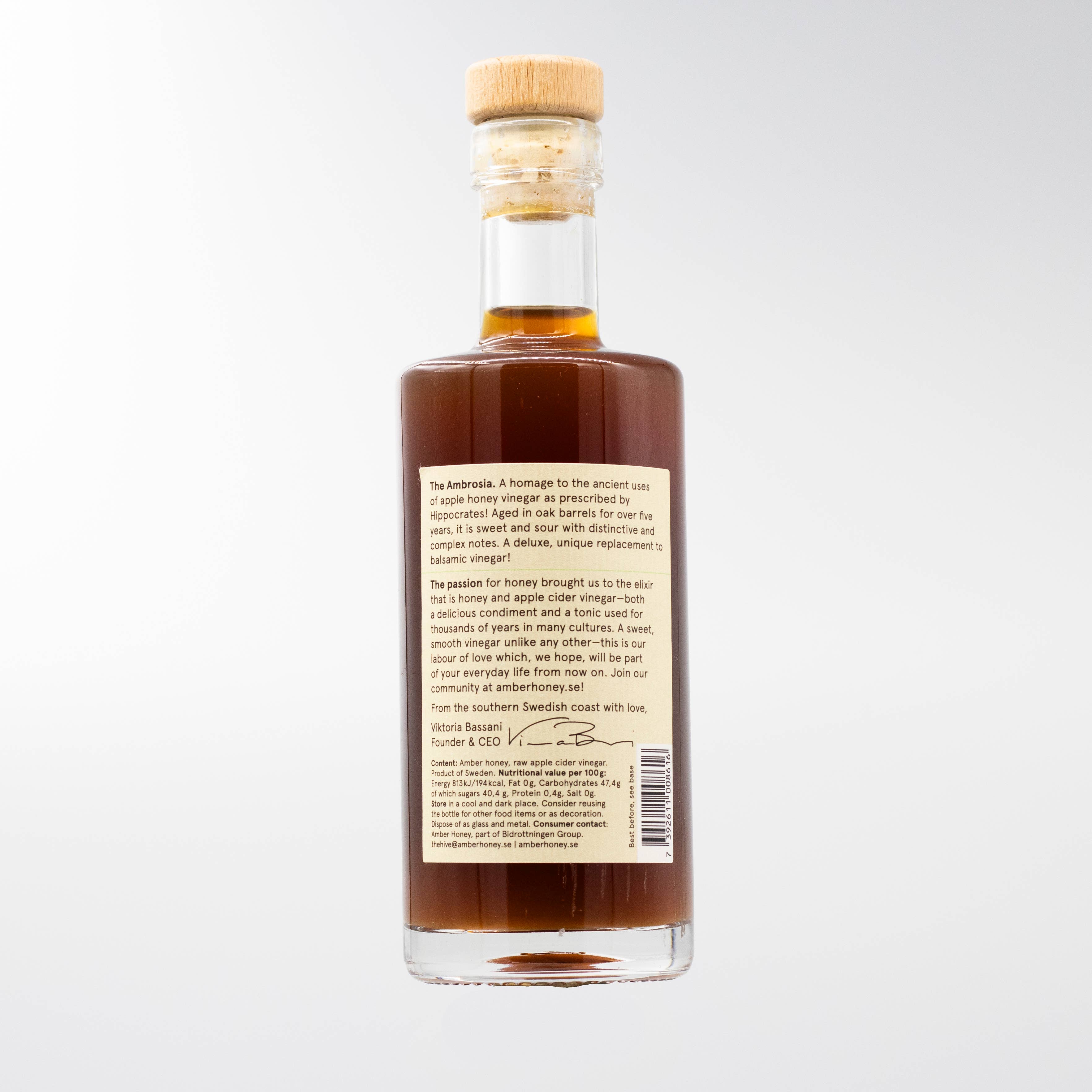 Amber Honey - Venta al por mayor Vinagre - Vinagre de miel y sidra de manzana envejecido en roble The Ambrosia, 250 ml1
