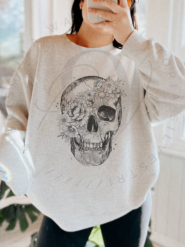 Floral Skull Shirt for wholesale by 9 Priscilla Way